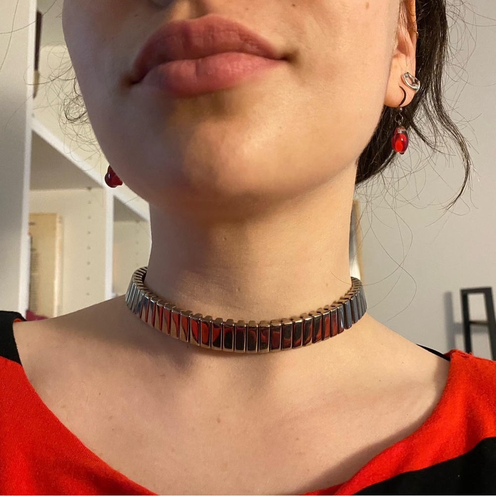 Michael Kors Silver & Leather Choker